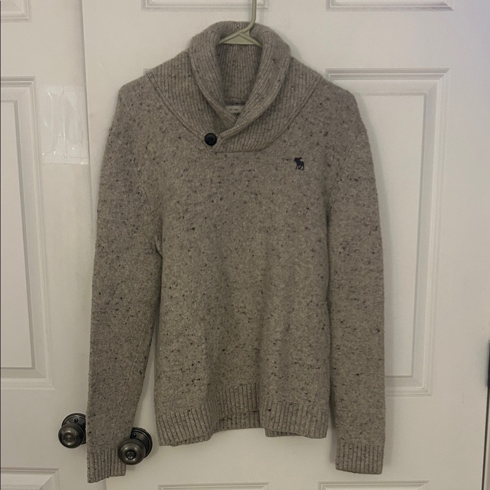 Abercrombie & Fitch Shawl Collared Pullover Sweater size medium tan knit sweater